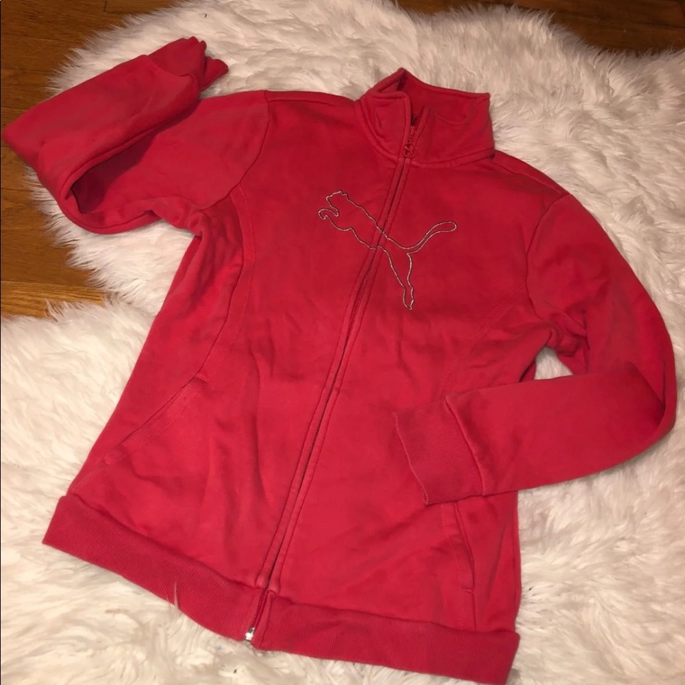 y2k pink puma full zip up sweatshirt / y2k puma jacket